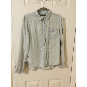 AMERICAN EAGLE Blue Denim Button Up Top Shirt Blouse Small